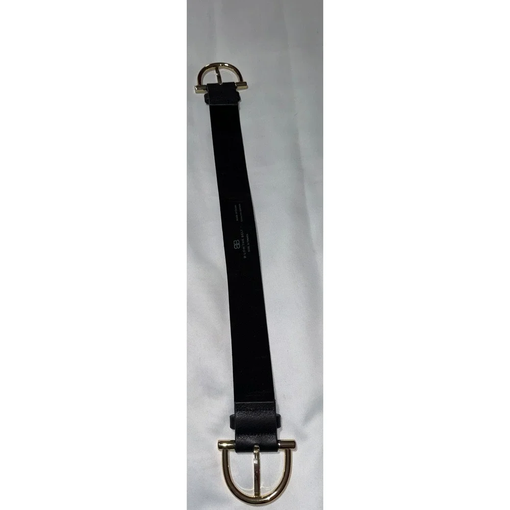 B-Low The Belt Black Leather Dual Gold Horseshoe Buckle Strap XS/S Replacement